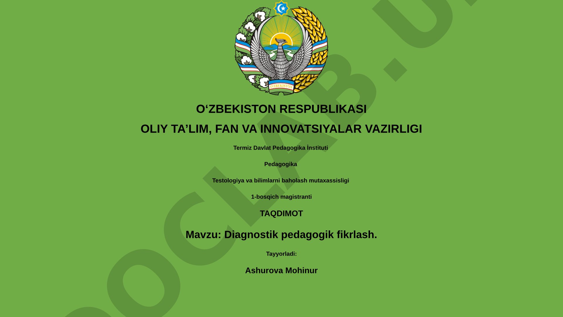 Diagnostik pedagogik fikrlash