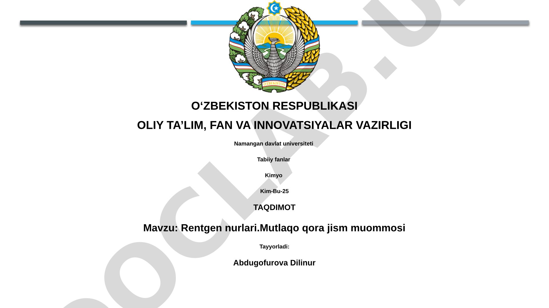 Rentgen nurlari va mutlaqo qora jism muammosi
