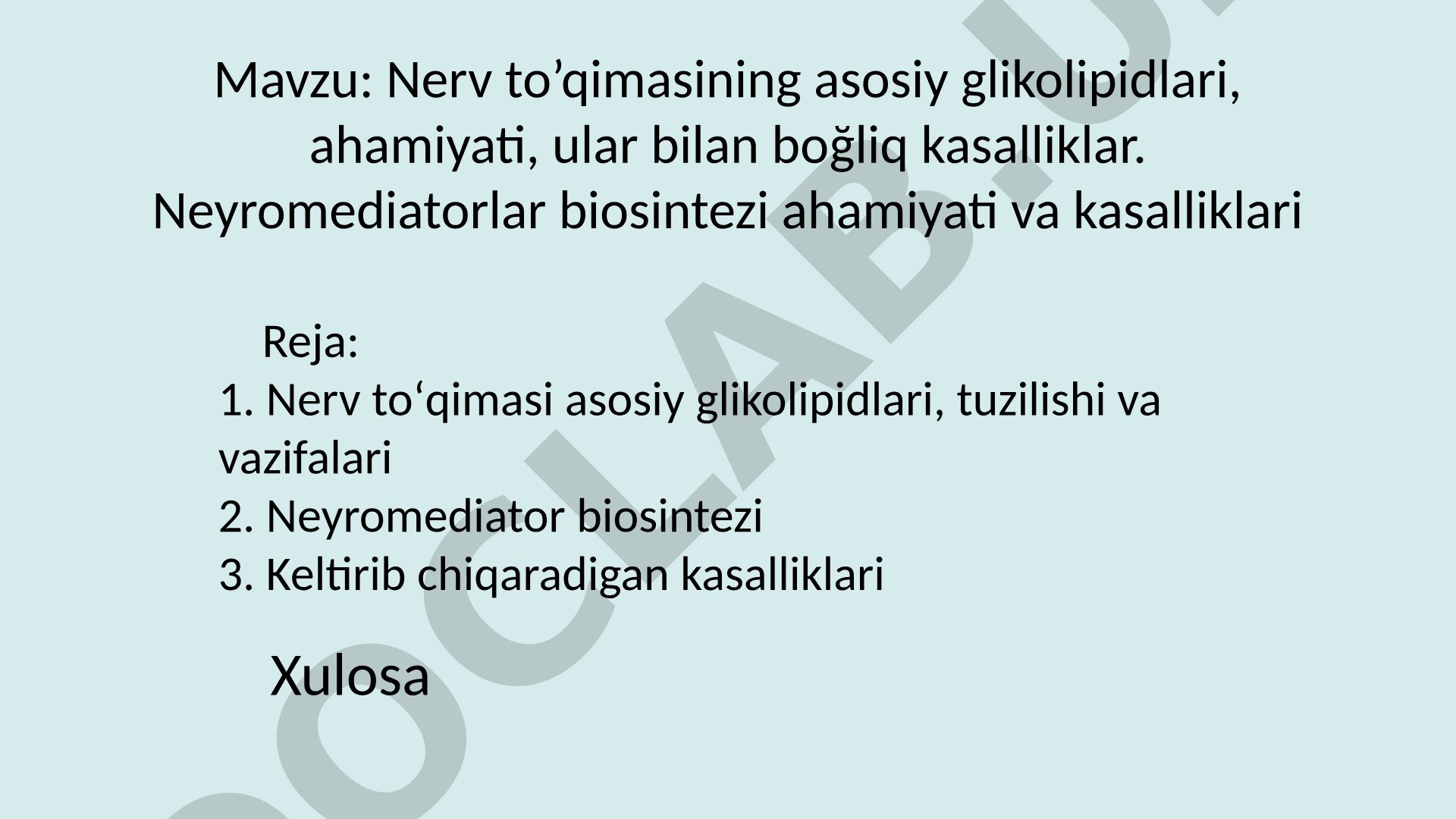 Nerv to'qimasining asosiy glikolipidlari, ahamiyati, ular bilan bog'liq kasalliklar