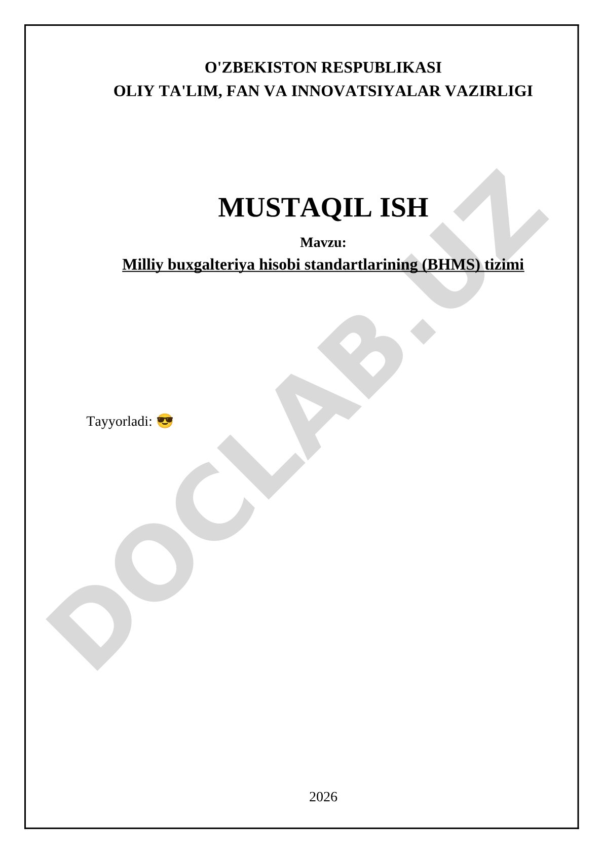 Milliy buxgalteriya hisobi standartlarining (BHMS) tizimi