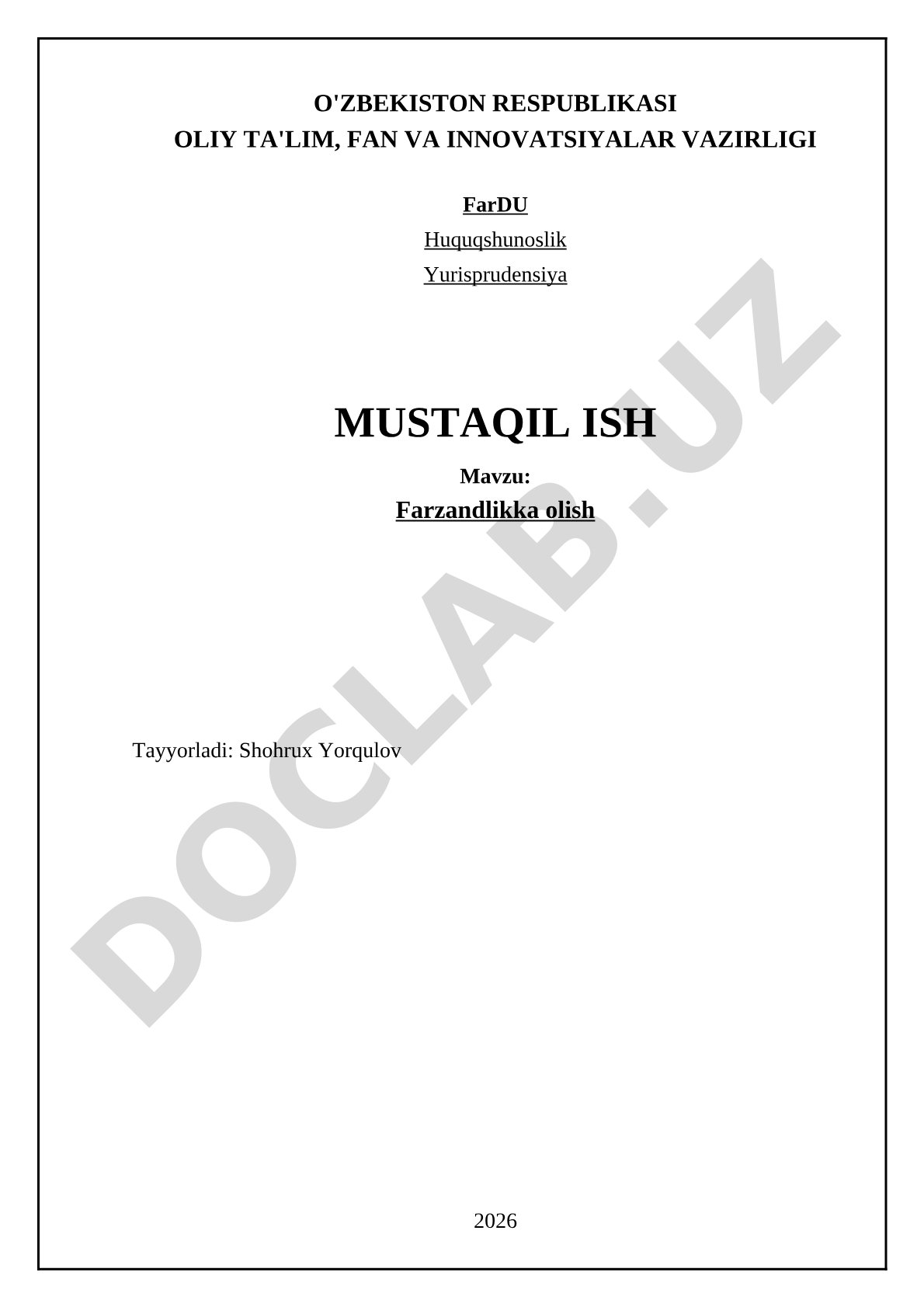 Farzandlikka olish