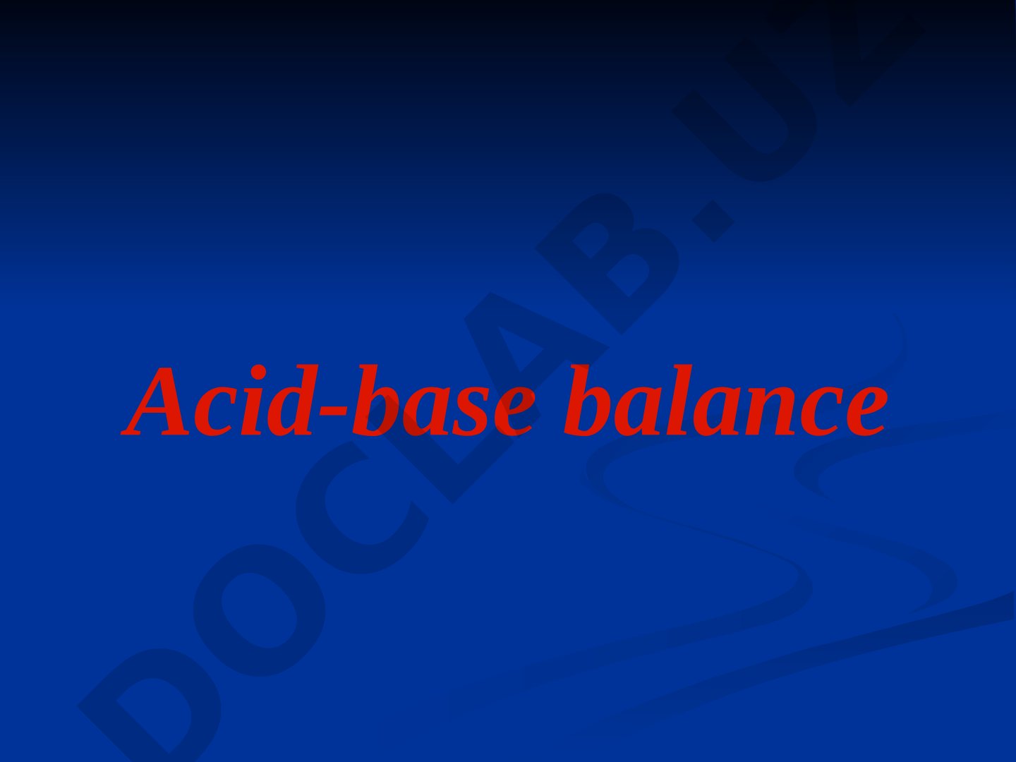 Acid-base balance and regulation mechanisms