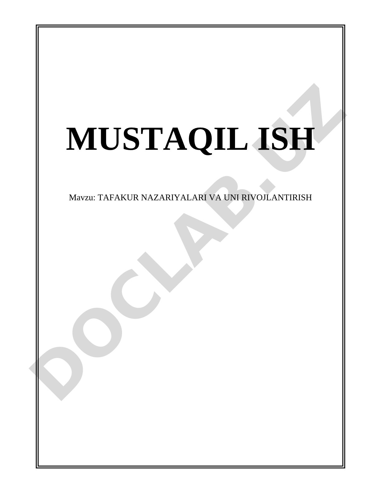Tafakkur nazariyalari va uni rivojlantirish