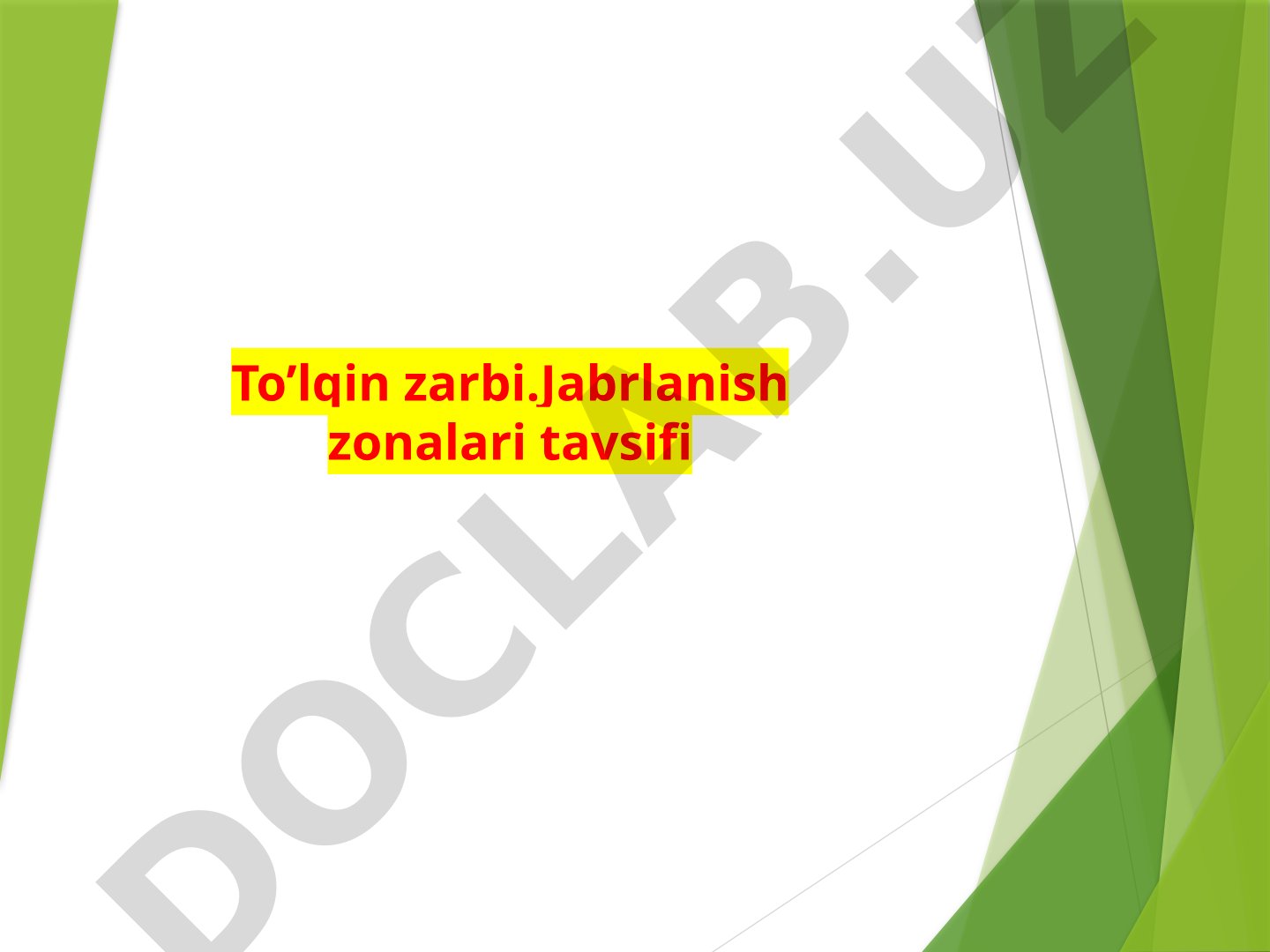 To’lqin zarbi. Jabrlanish zonalari tavsifi