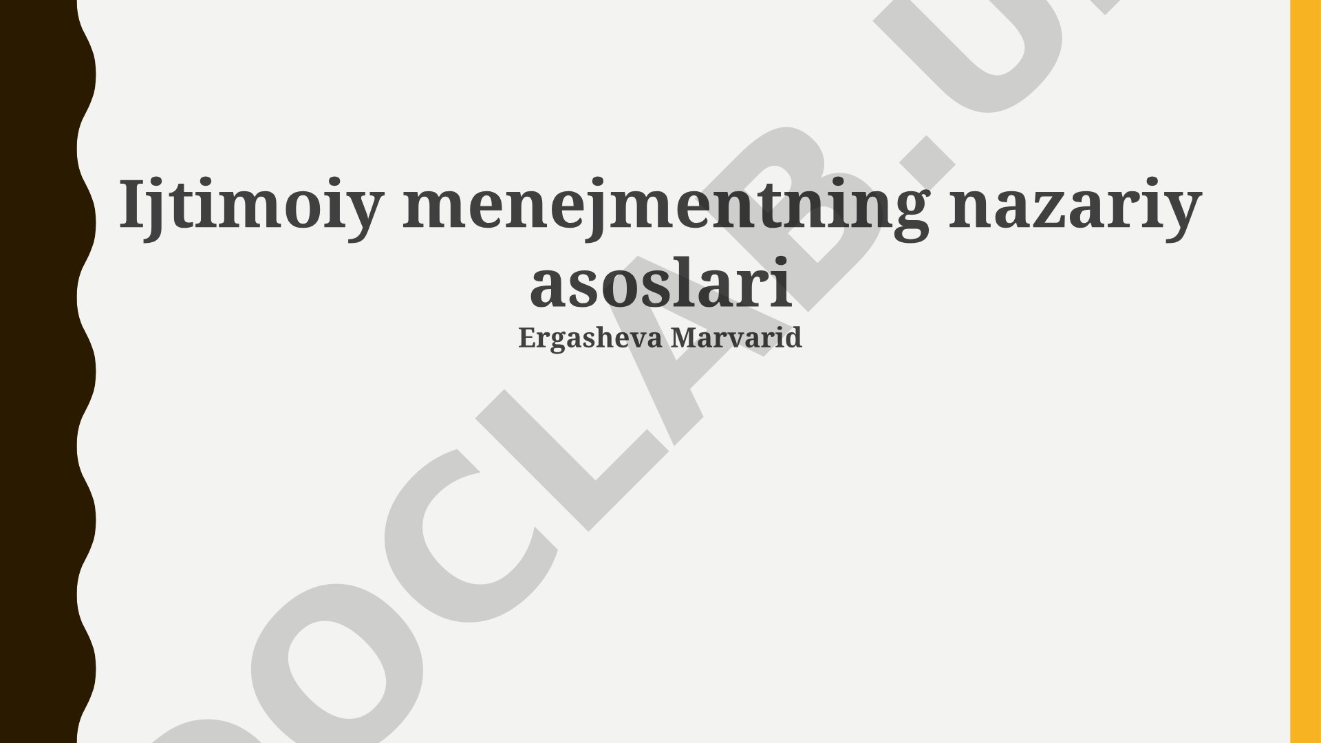 Ijtimoiy menejmentning nazariy asoslari