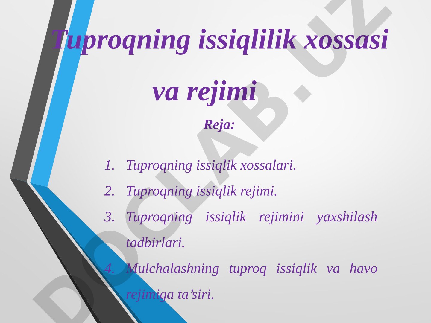 Tuproqning issiqlilik xossasi va rejimi