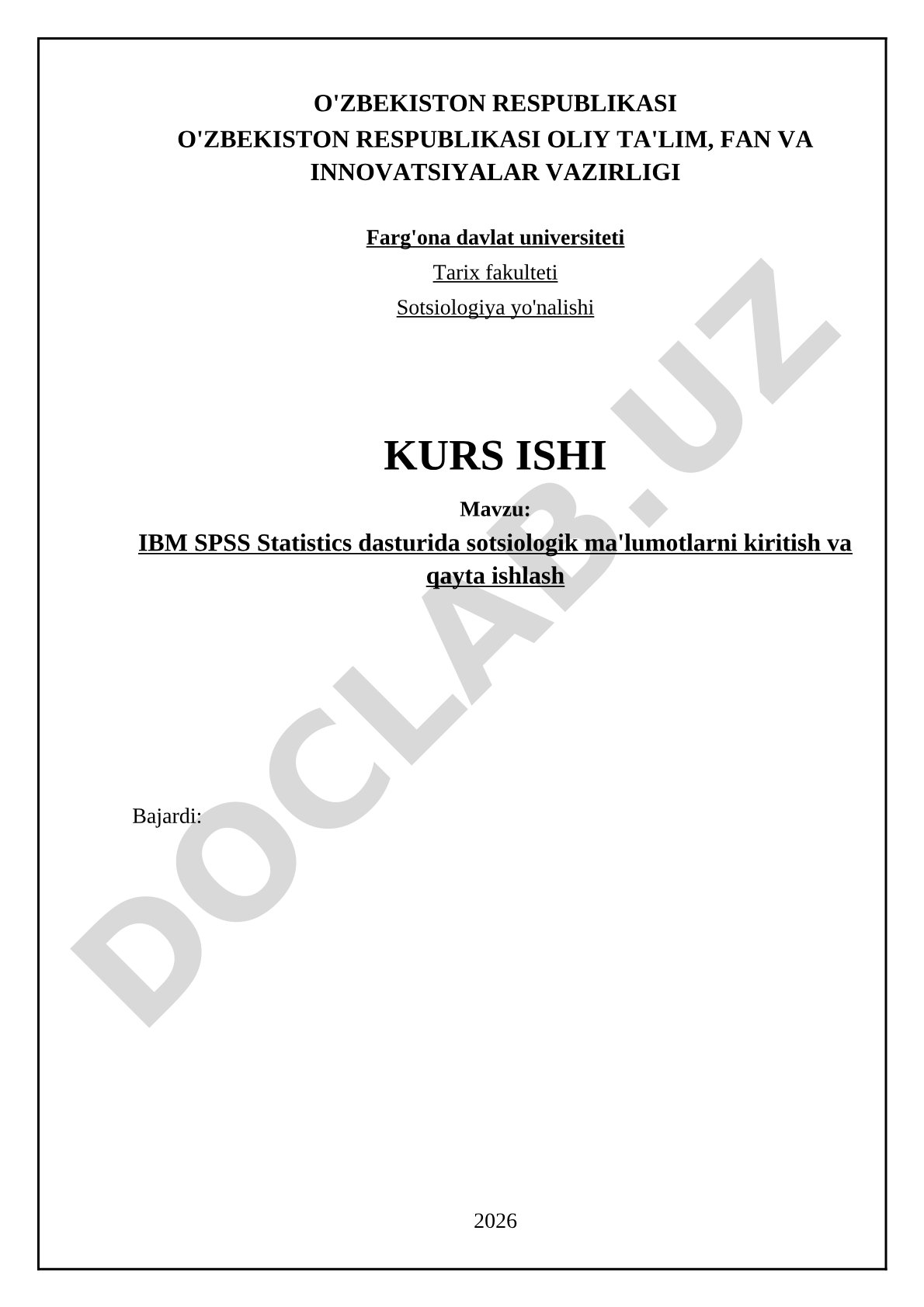 IBM SPSS Statistics dasturida sotsiologik ma'lumotlarni kiritish va qayta ishlash