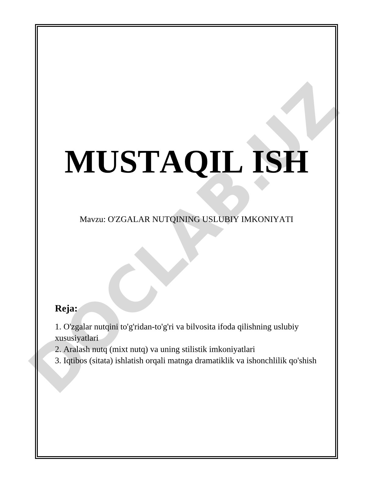 O'zgalar nutqining uslubiy imkoniyati
