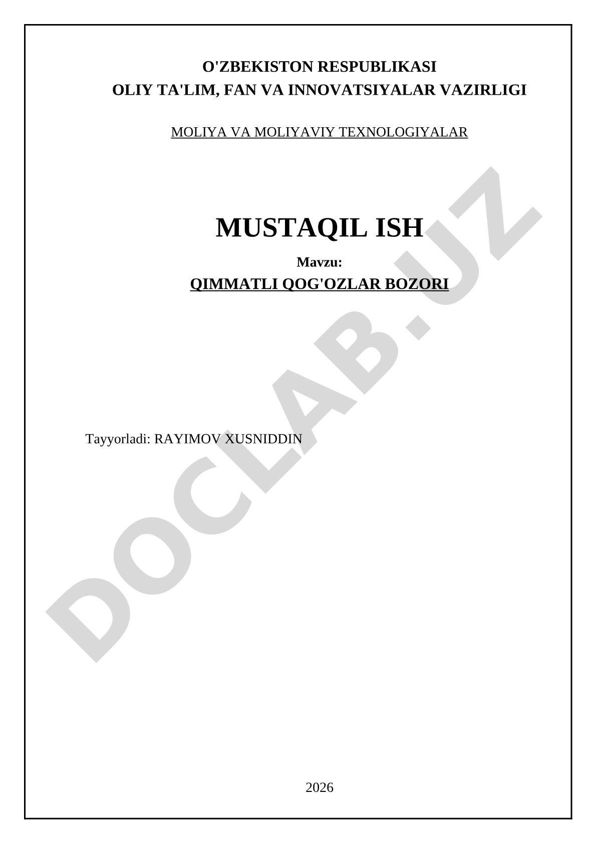 Qimmatli qog'ozlar bozori