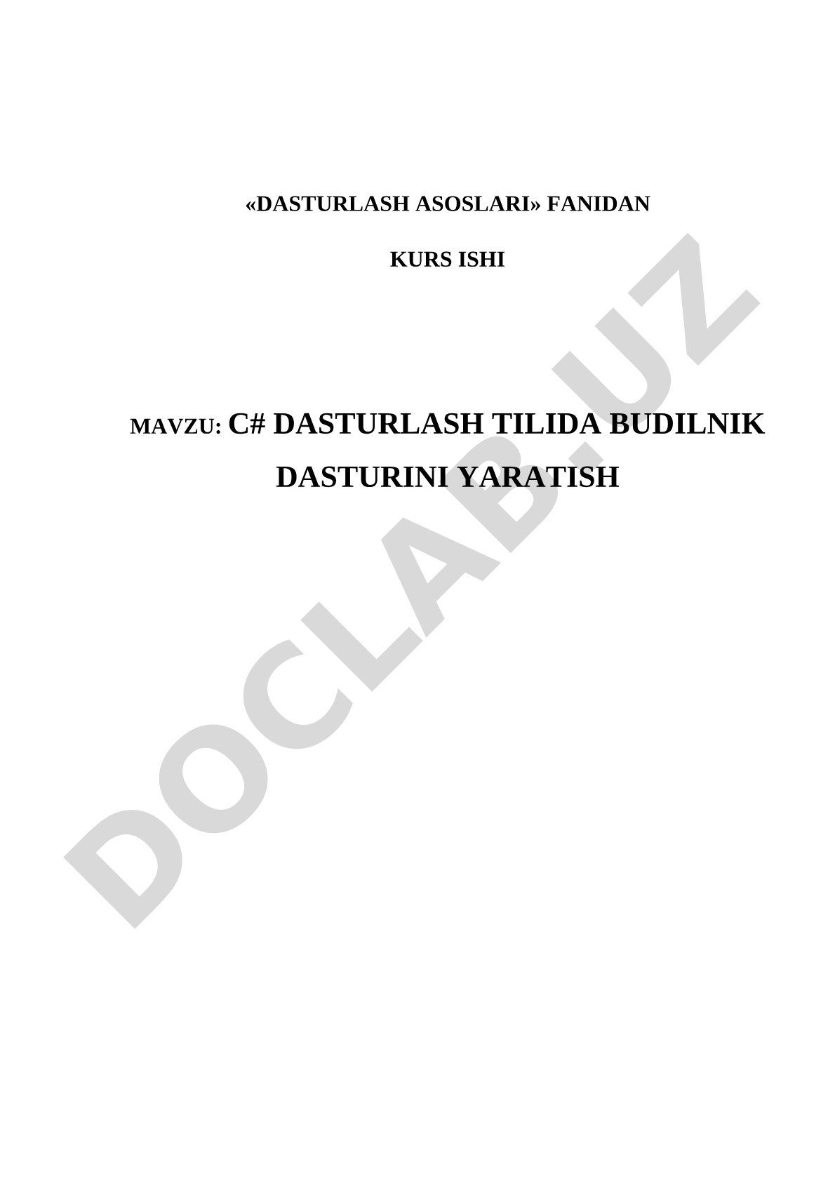 C# dasturlash tilida budilnik dasturini yaratish