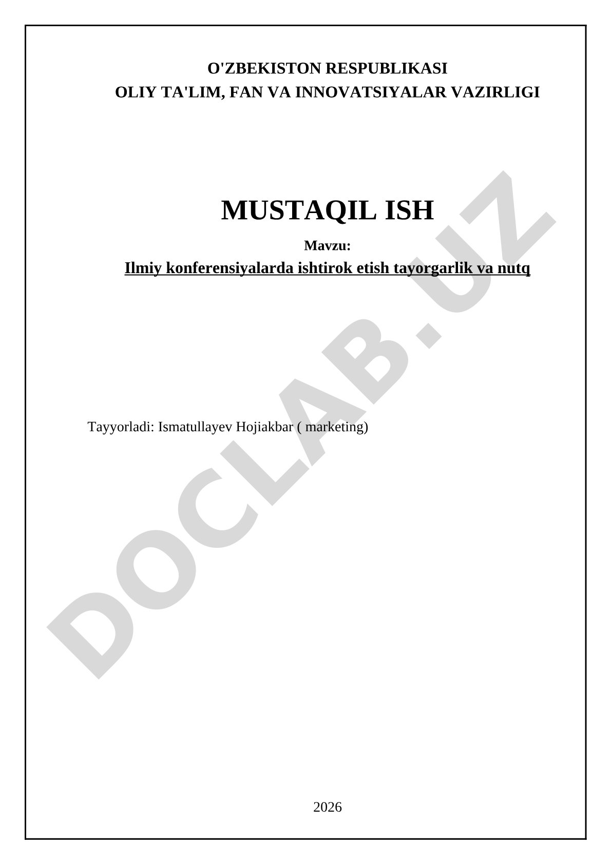 Ilmiy konferensiyalarda ishtirok etish tayorgarlik va nutq