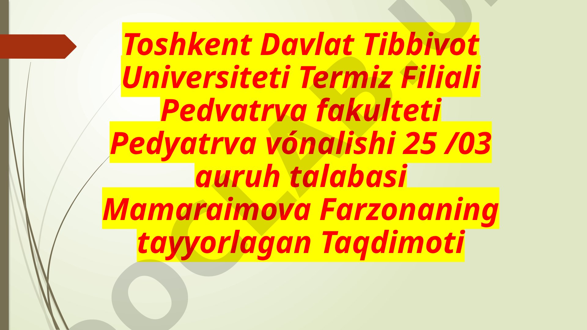 O'zbekistonda axborot sohasini isloh qilish, so'z va axborot erkinligi, OAV faoliyati, tibbiy turizm, yoshlar siyosati va kadrlar siyosati