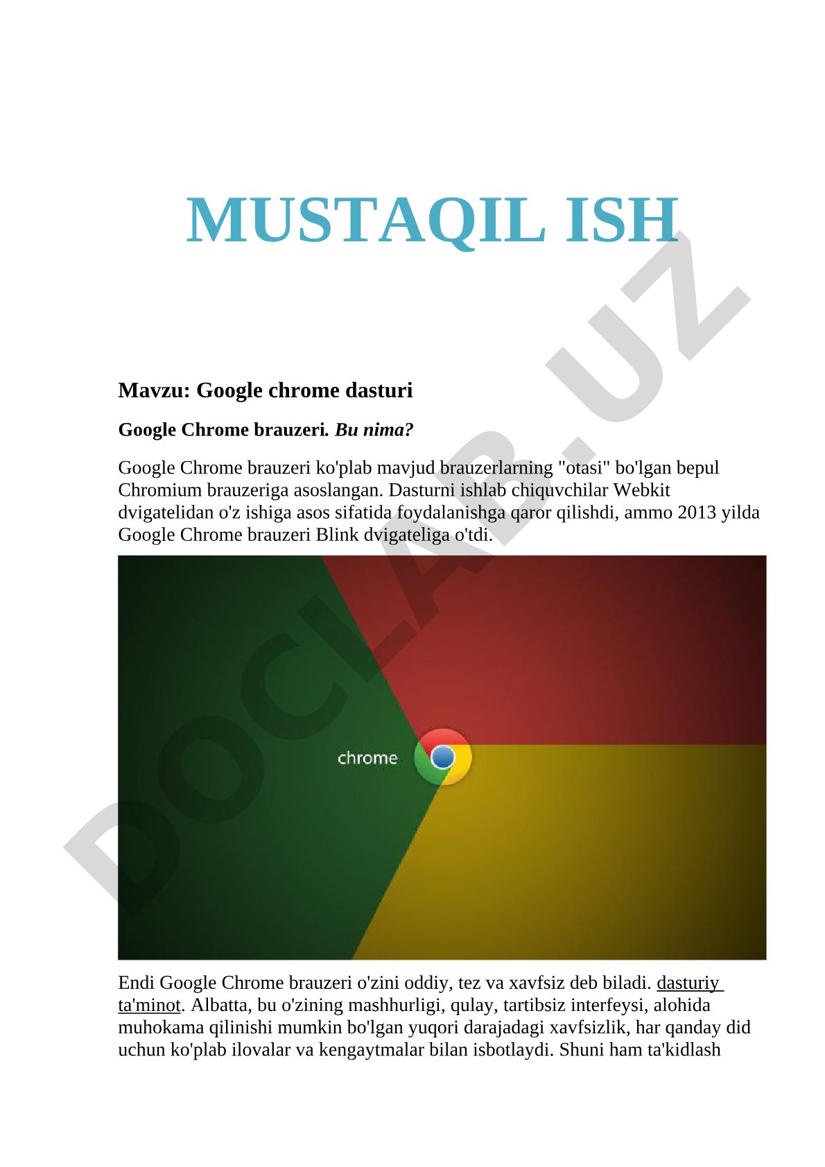 Google Chrome brauzeri haqida ma'lumot, uning afzalliklari va xususiyatlari