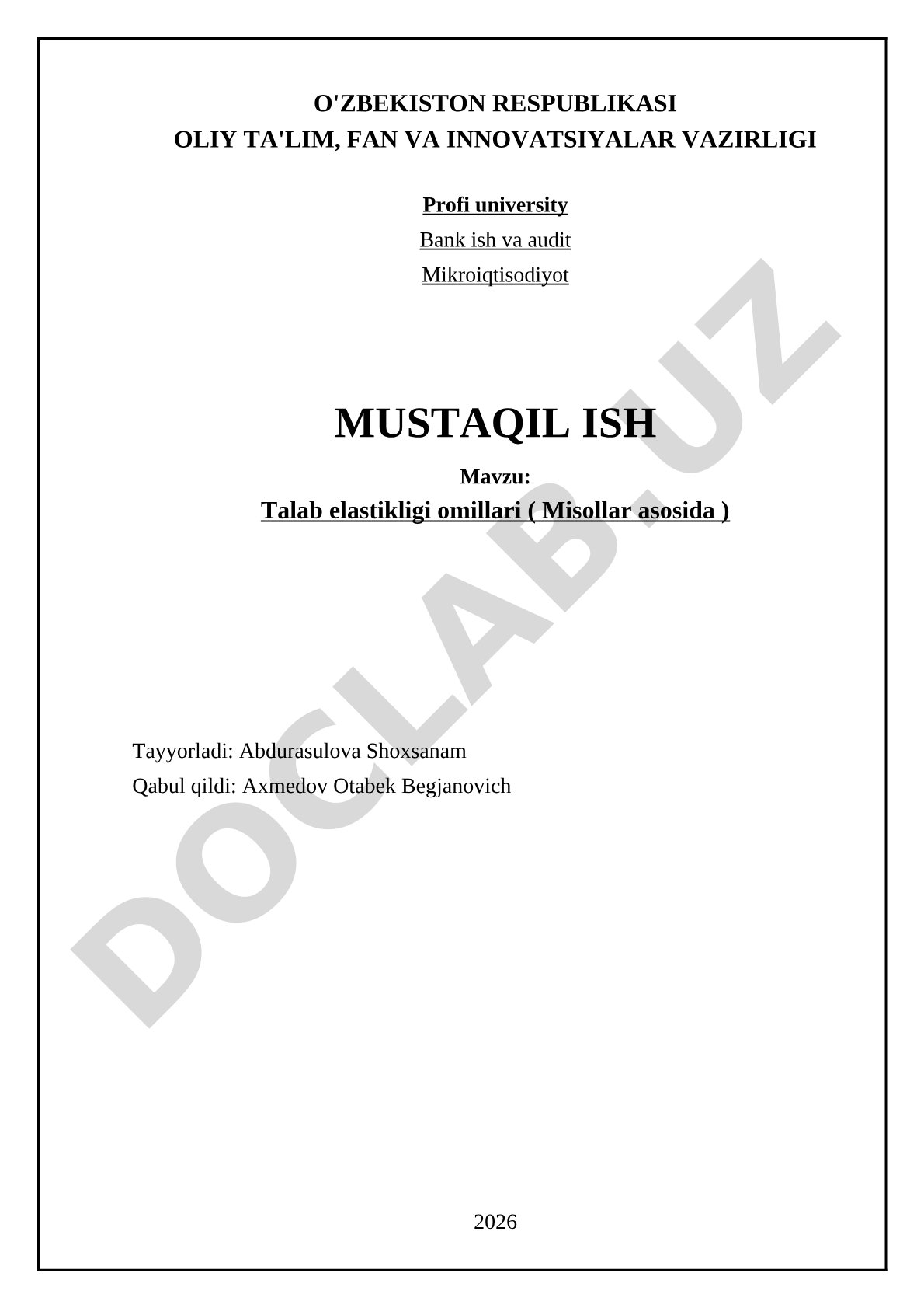 Talab elastikligi omillari (Misollar asosida)