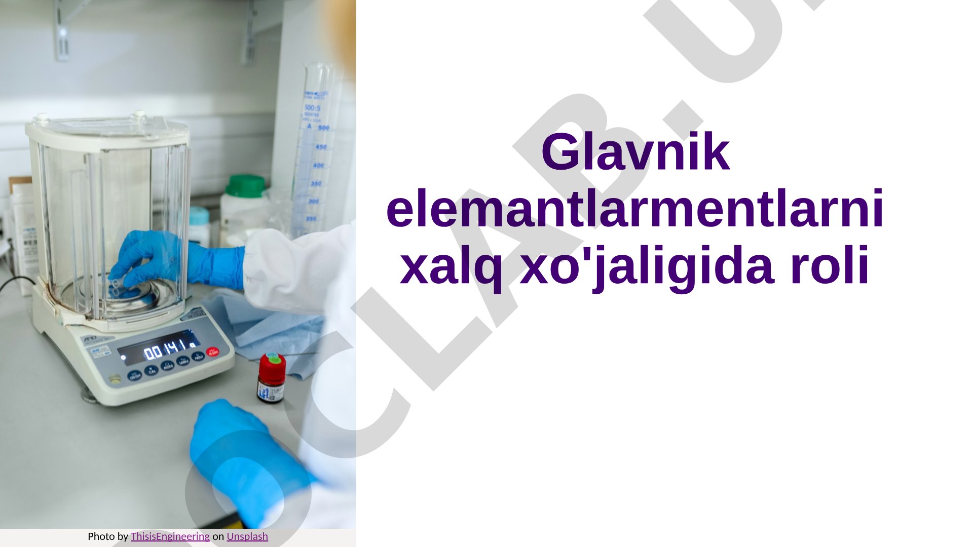 Glavnik elementlarining xalq xo'jaligidagi roli
