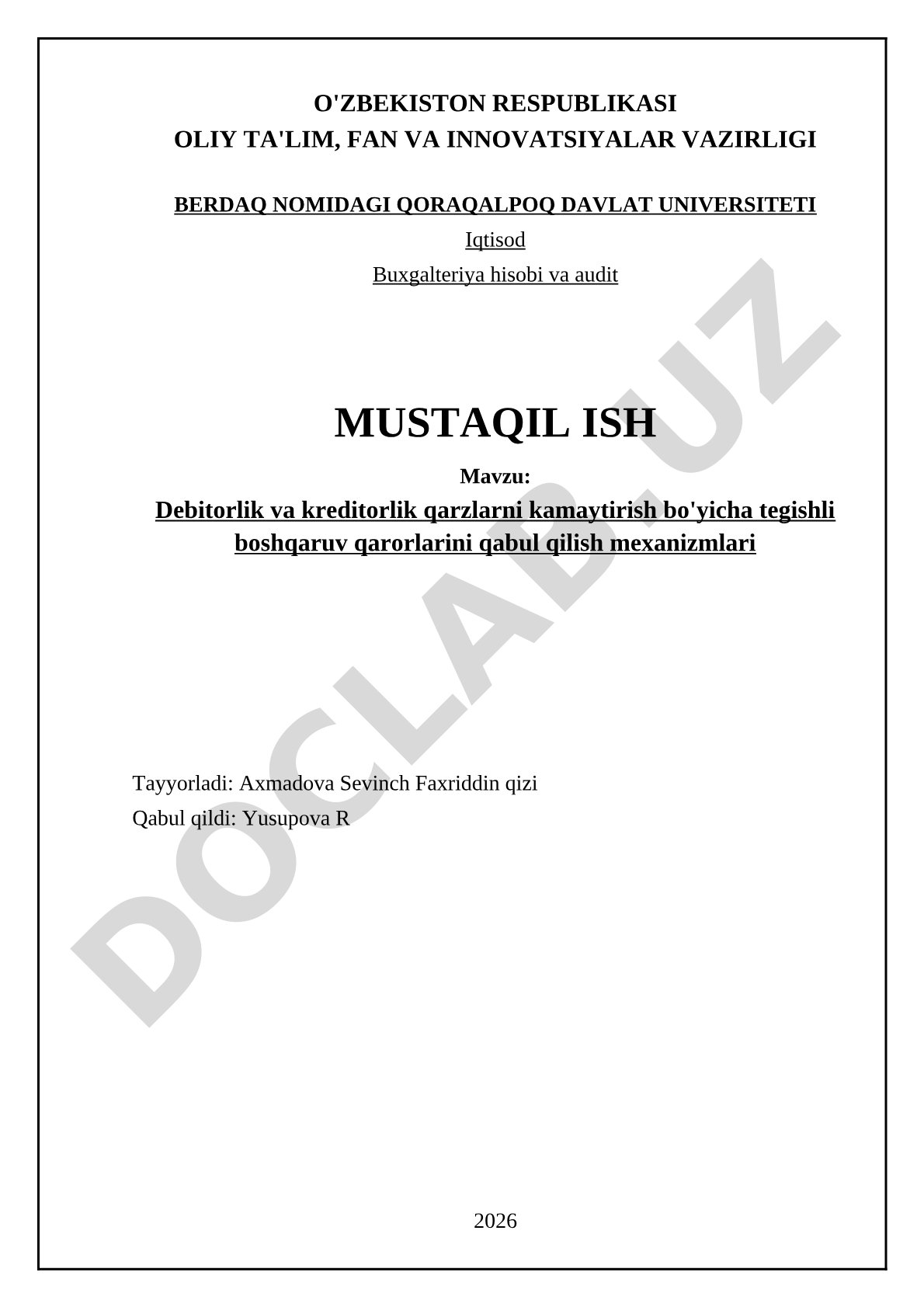 Debitorlik va kreditorlik qarzlarni kamaytirish bo'yicha tegishli boshqaruv qarorlarini qabul qilish mexanizmlari