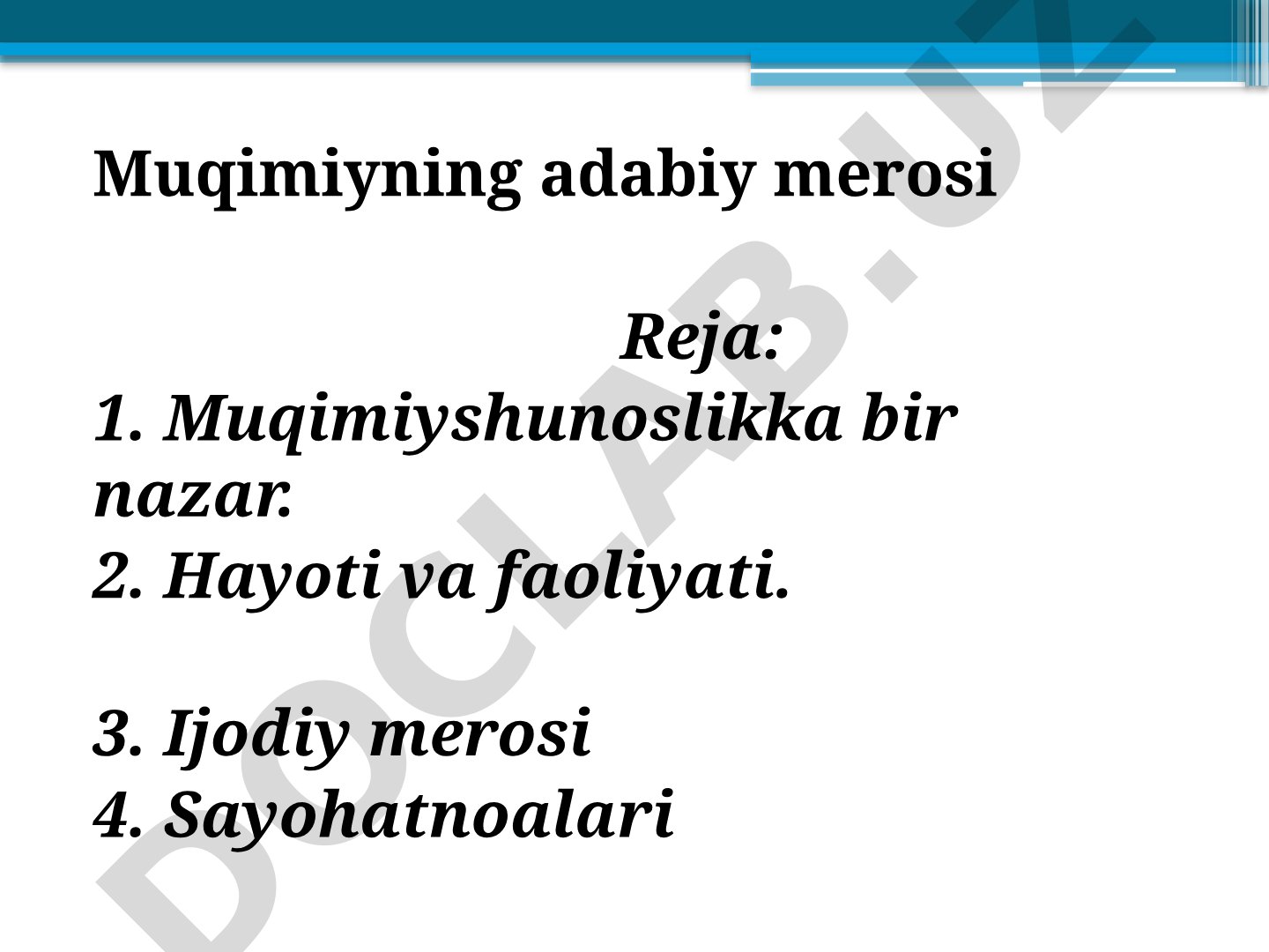 Muqimiy hayoti, ijodi va sayohatnomalari haqida taqdimot
