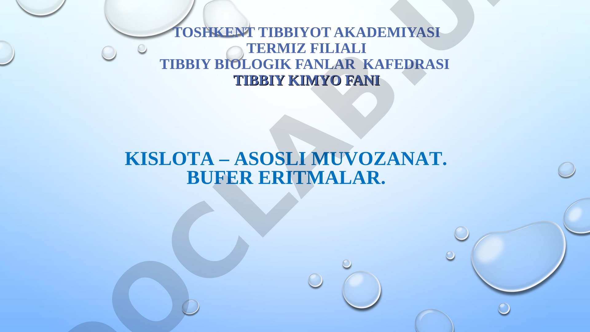 Kislota-asosli muvozanat. Bufer eritmalar