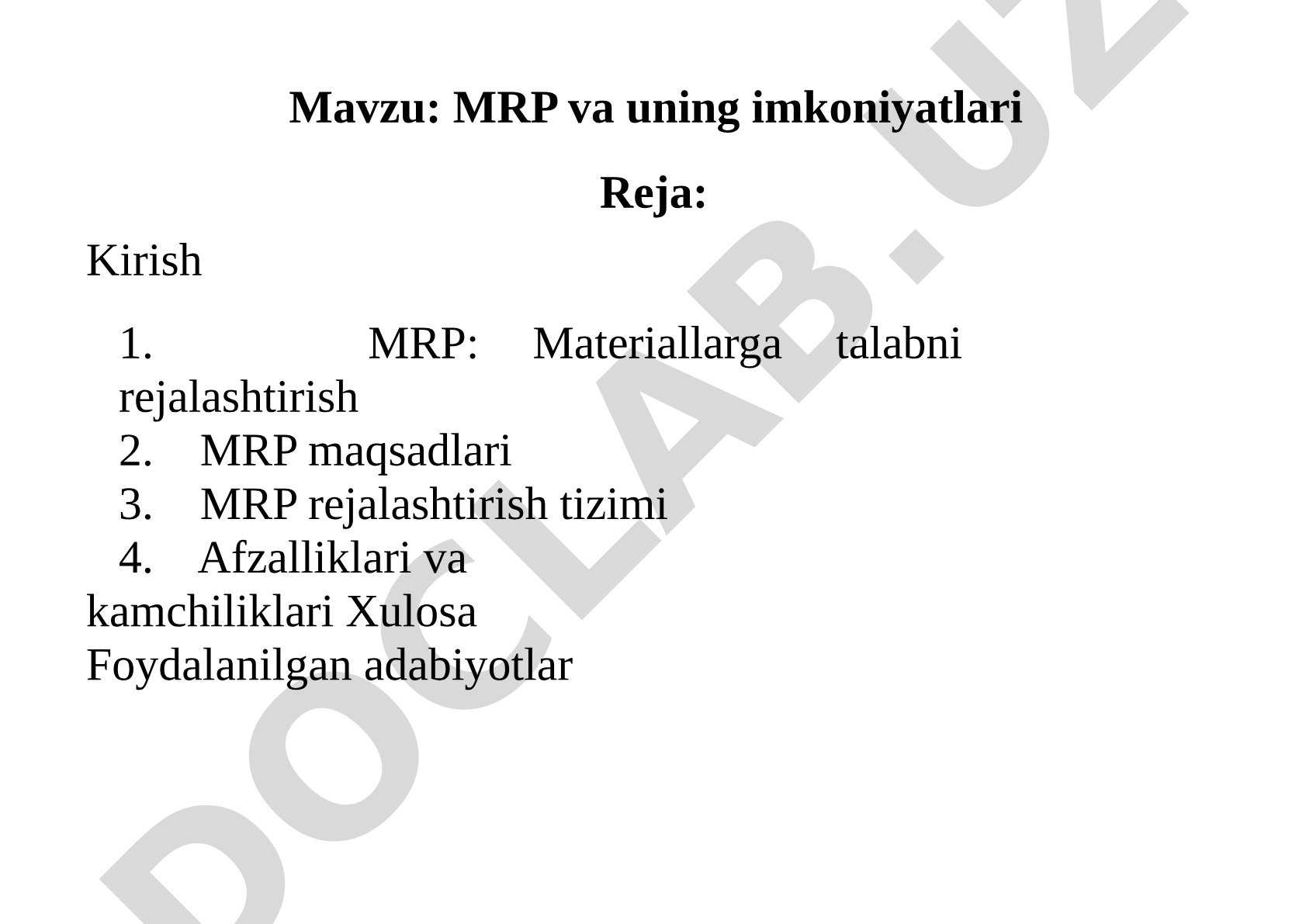 MRP va uning imkoniyatlari
