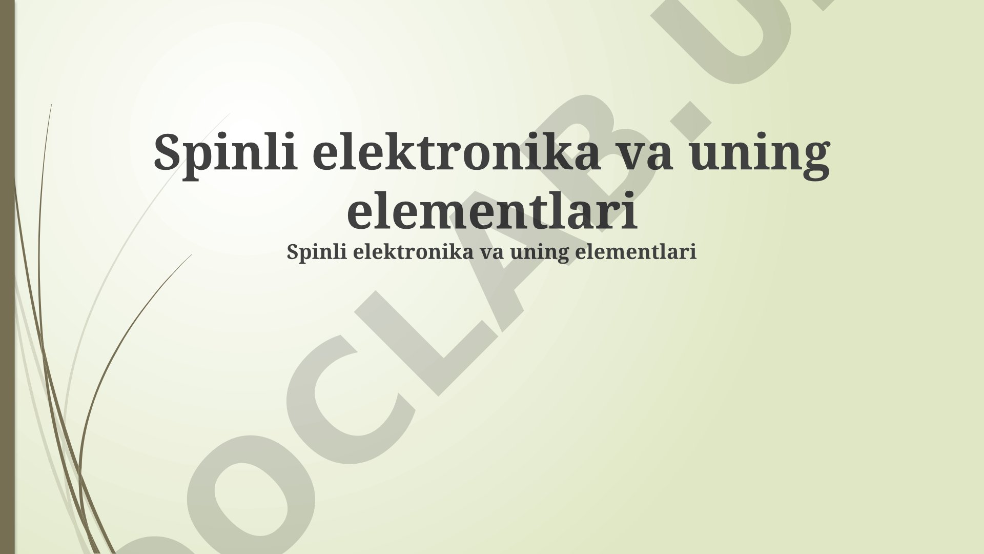 Spinli elektronika va uning elementlari
