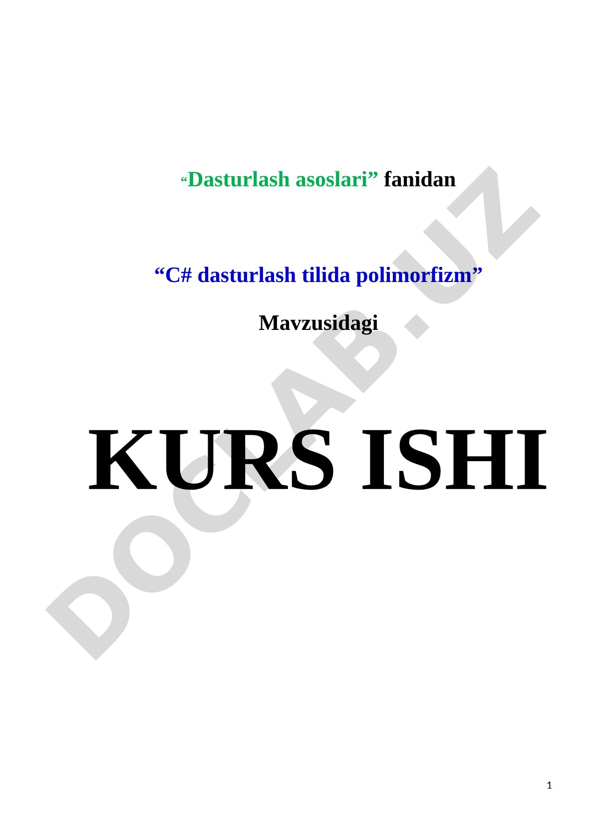 C# dasturlash tilida polimorfizm