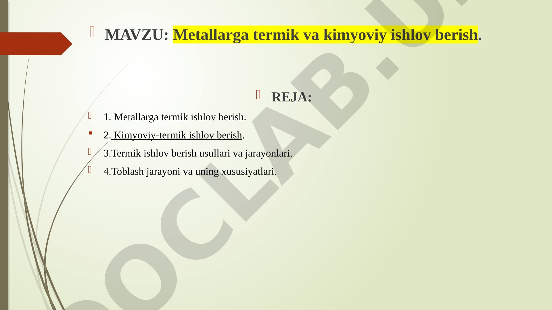 Metallarga termik va kimyoviy ishlov berish