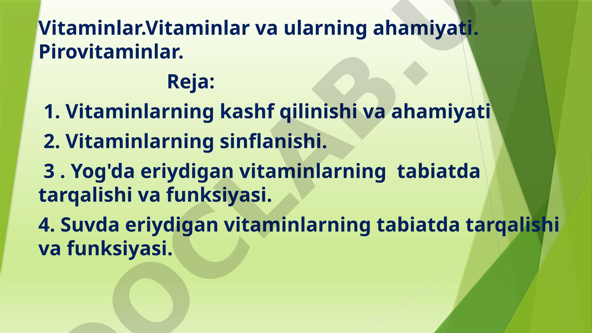 Vitaminlar va ularning ahamiyati