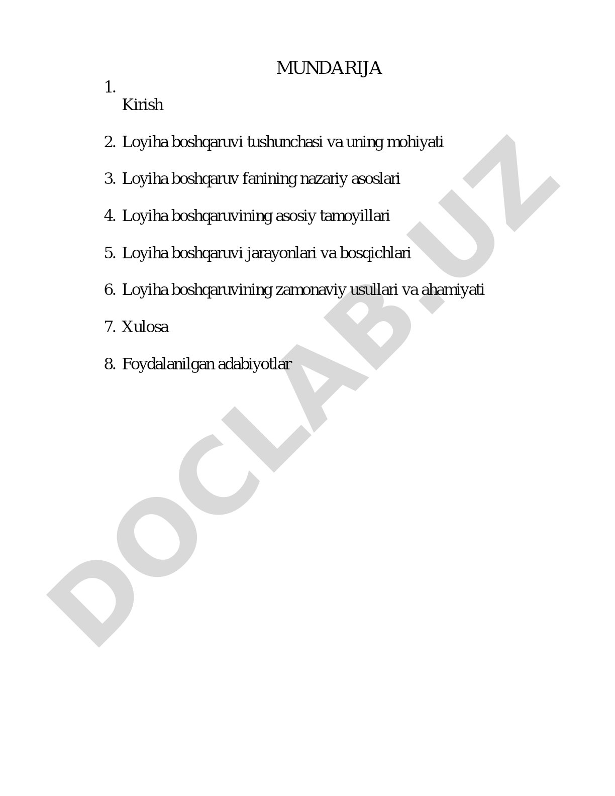 Loyiha boshqaruvi tushunchasi va uning nazariy asoslari