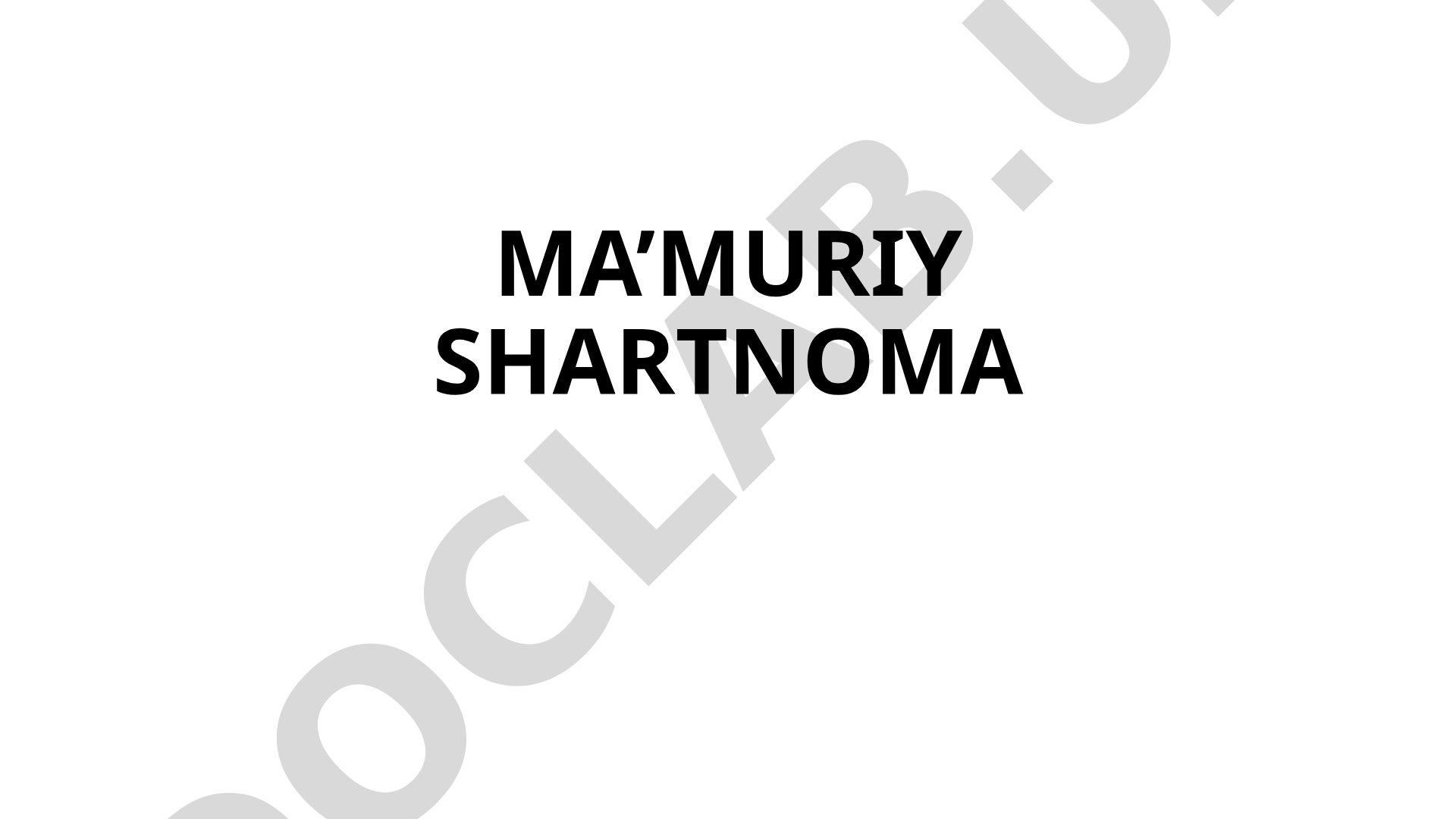 Ma'muriy shartnoma va boshqaruv shakllari