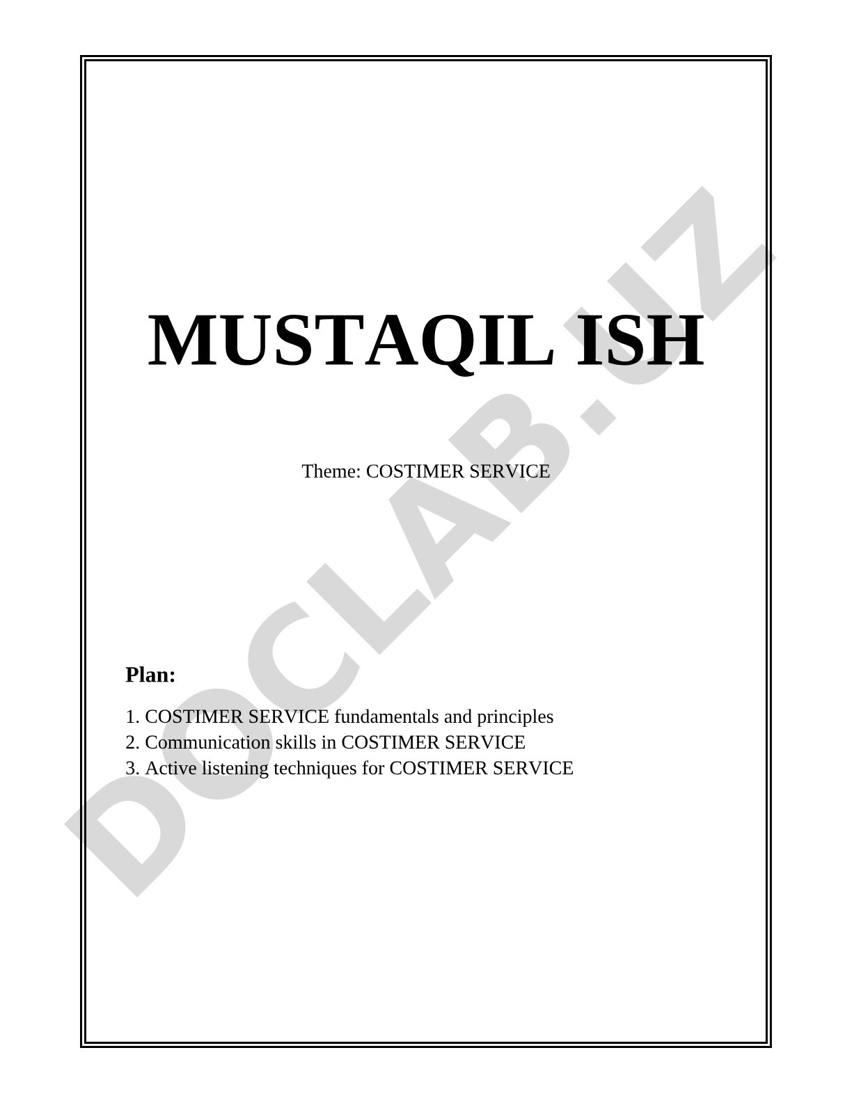 COSTIMER SERVICE
