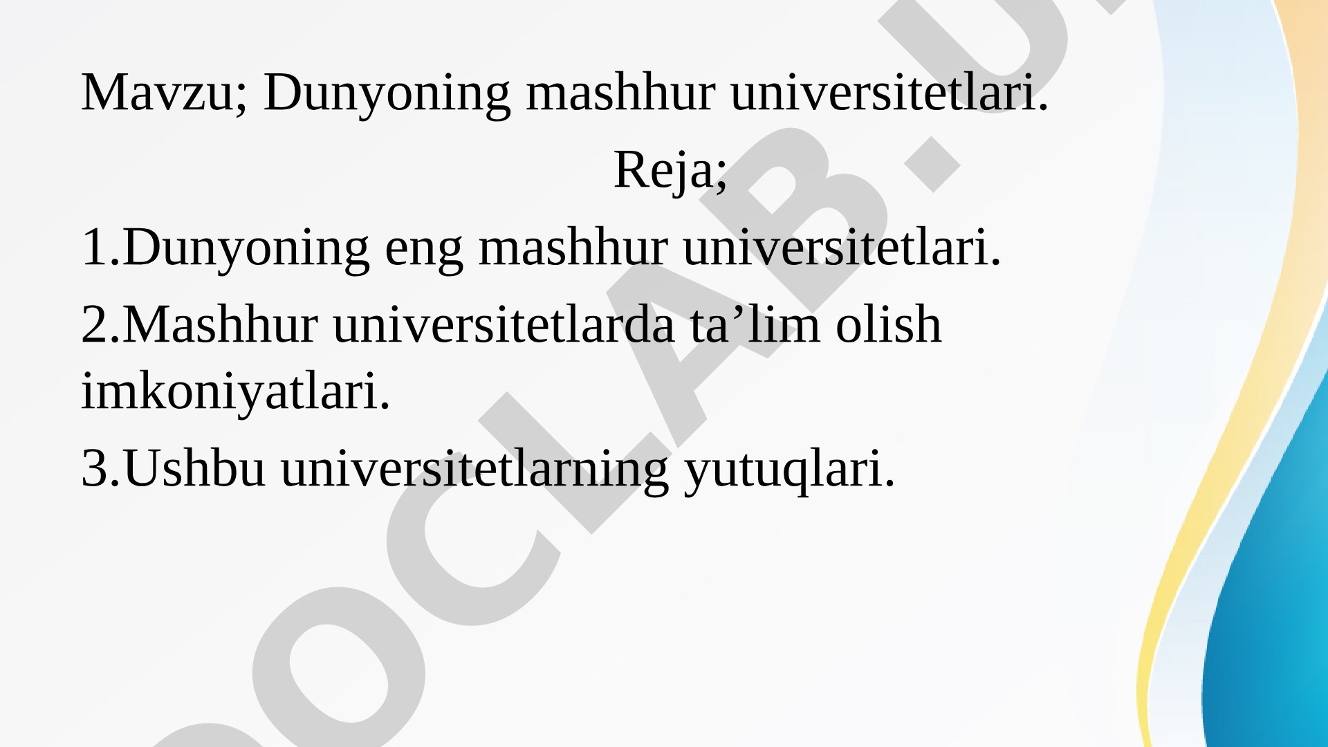 Dunyoning mashhur universitetlari