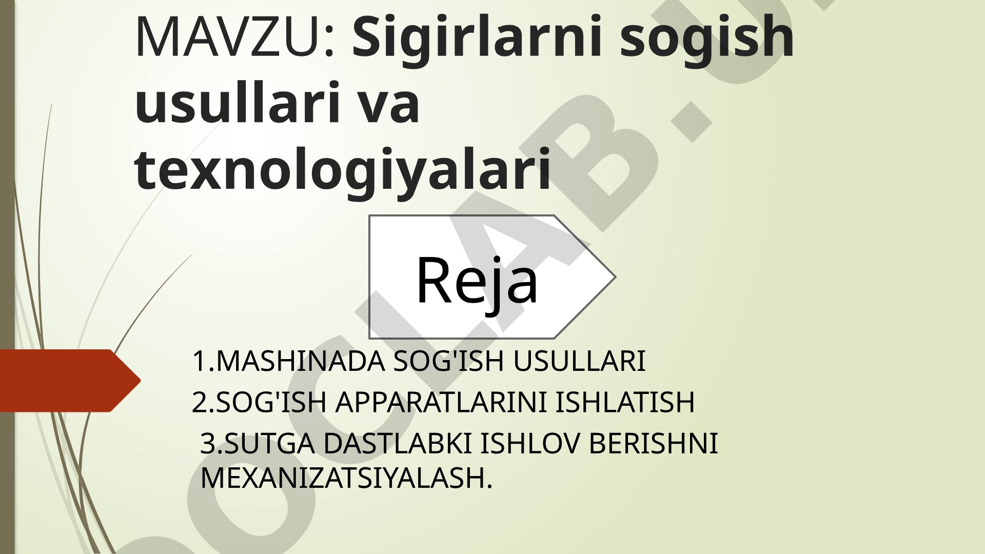 Sigirlarni sogish usullari va texnologiyalari