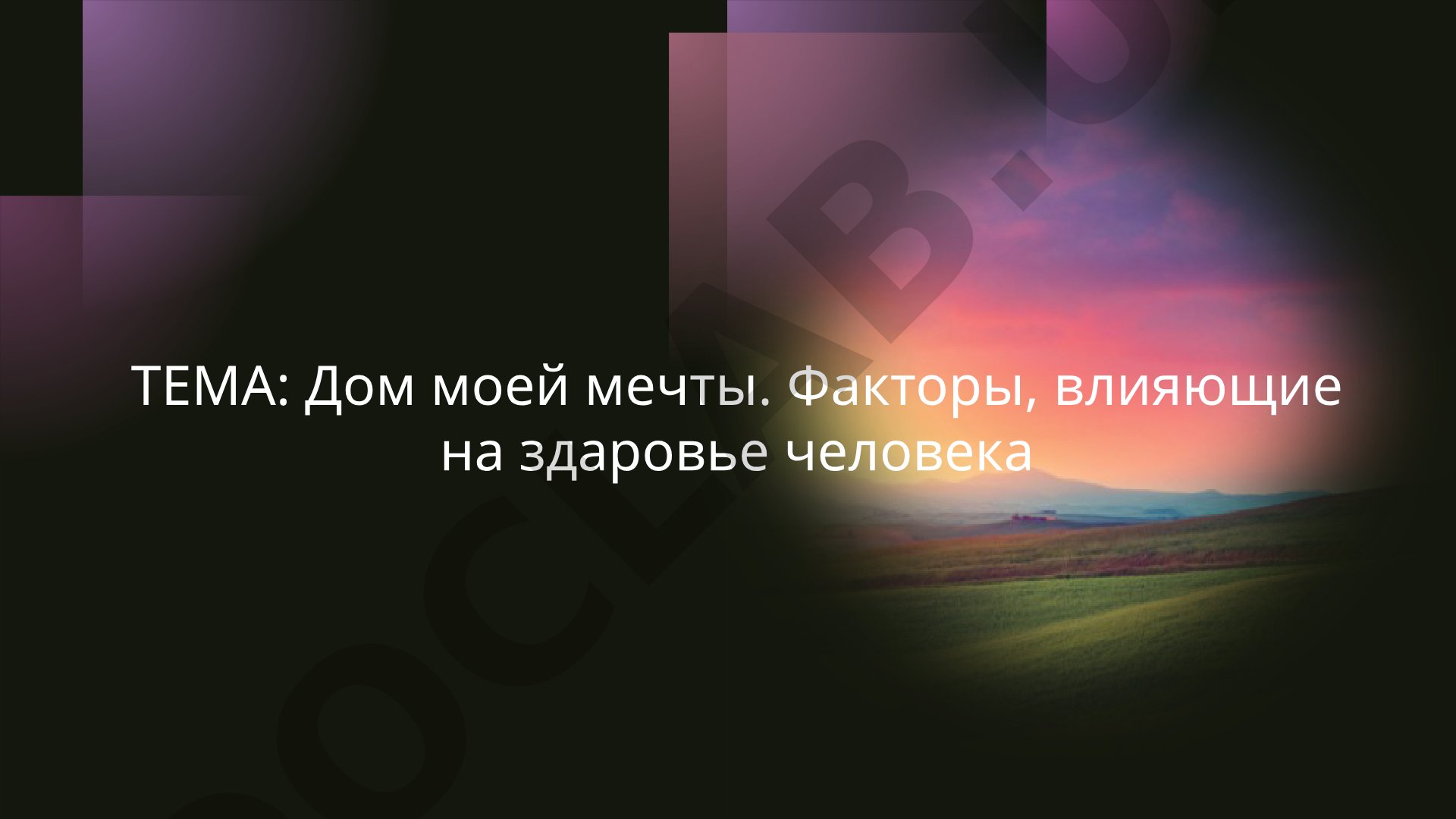 Дом моей мечты. Факторы, влияющие на здоровье человека