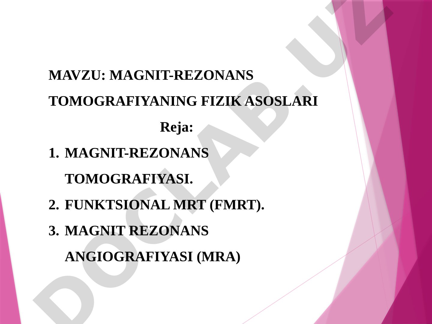 Magnit-rezonans tomografiyaning fizik asoslari