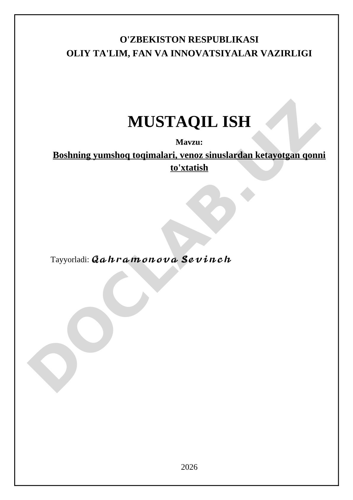 Boshning yumshoq toqimalari, venoz sinuslardan ketayotgan qonni to'xtatish