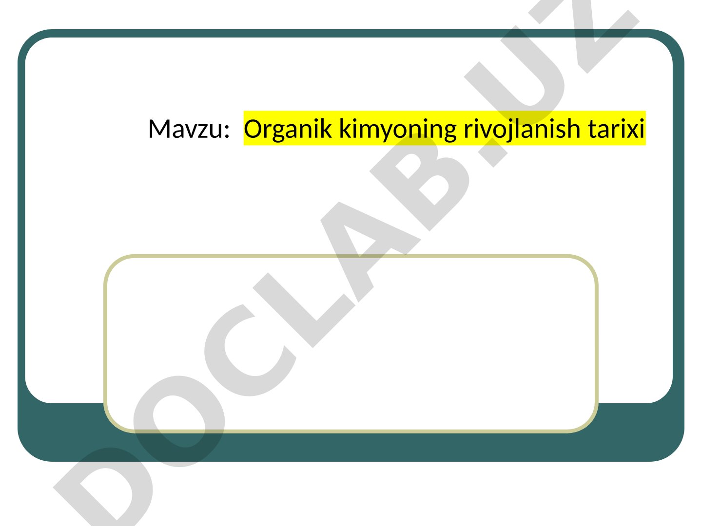 Organik kimyoning rivojlanish tarixi