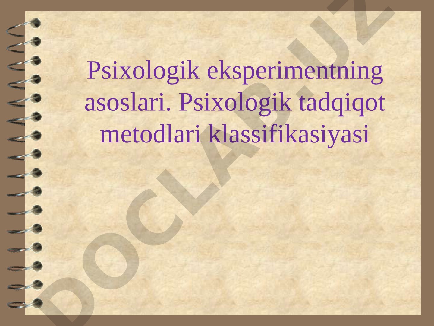Psixologik eksperimentning asoslari