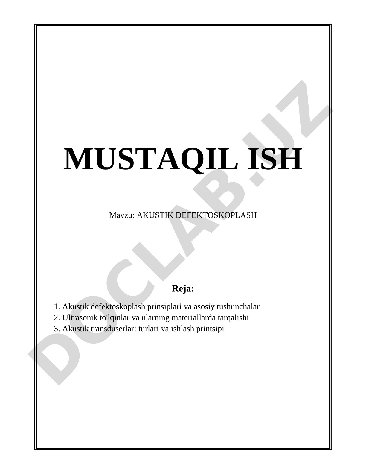 AKUSTIK DEFEKTOSKOPLASH