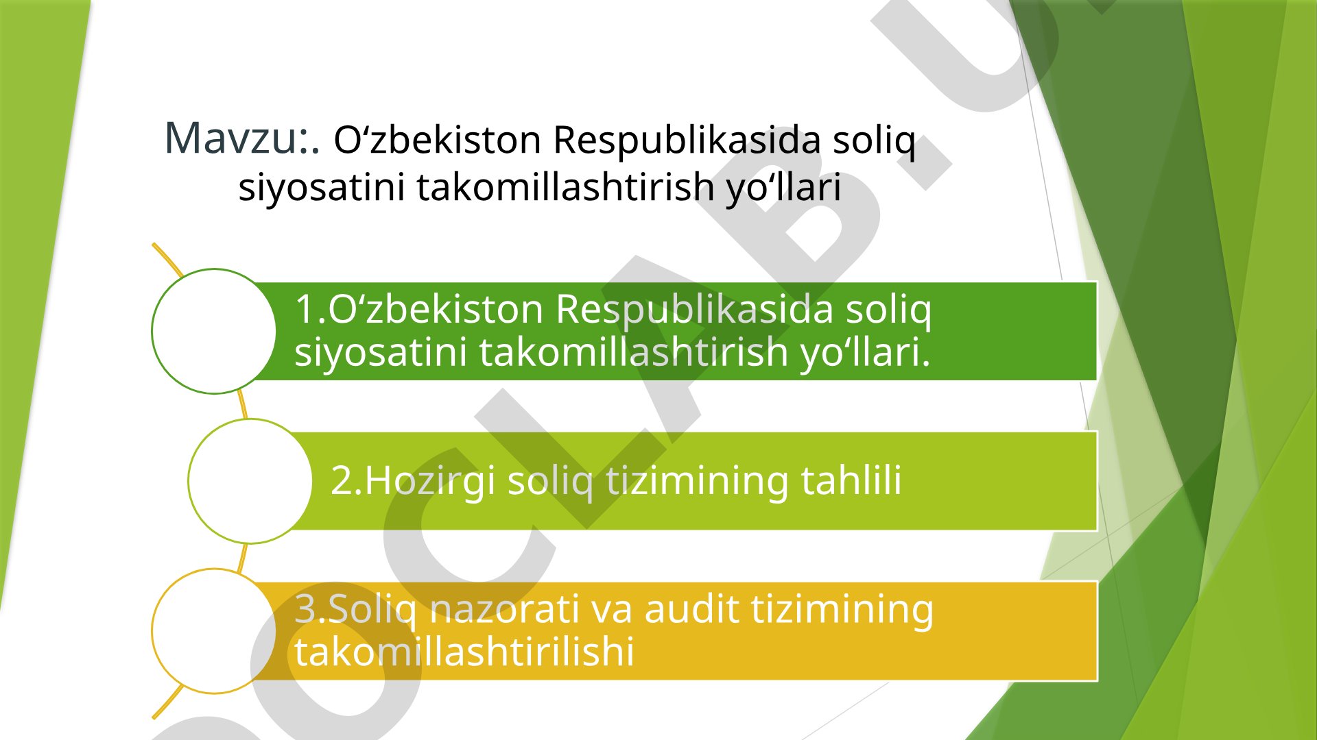 O‘zbekiston Respublikasida soliq siyosatini takomillashtirish yo‘llari