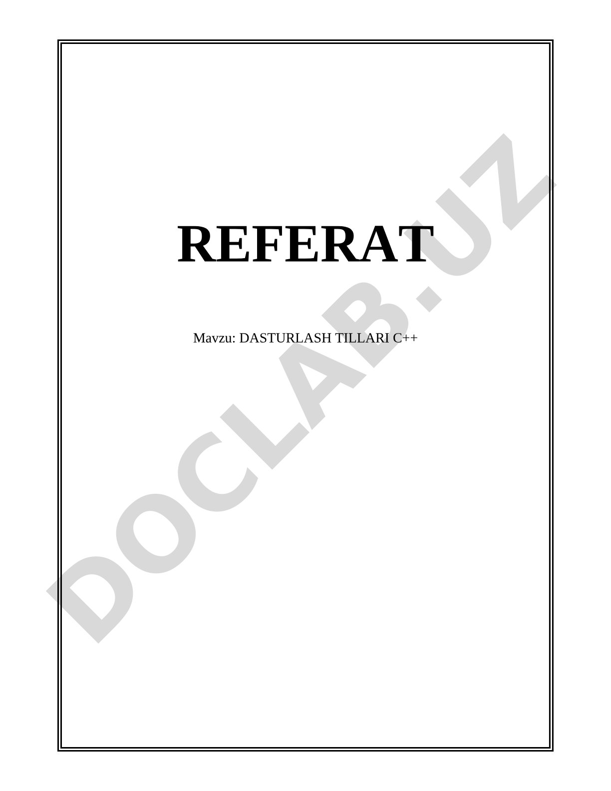 DASTURLASH TILLARI C++