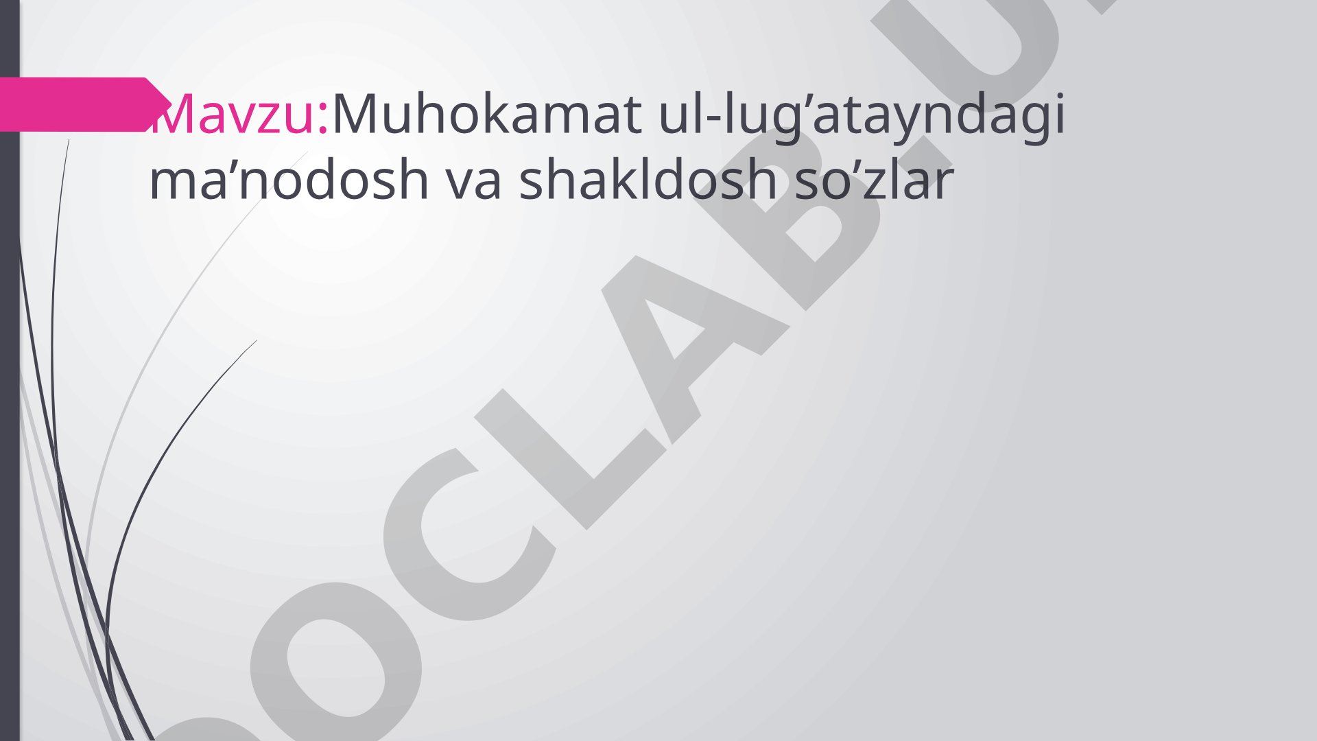 Muhokamat ul-lug'atayndagi ma'nodosh va shakldosh so'zlar