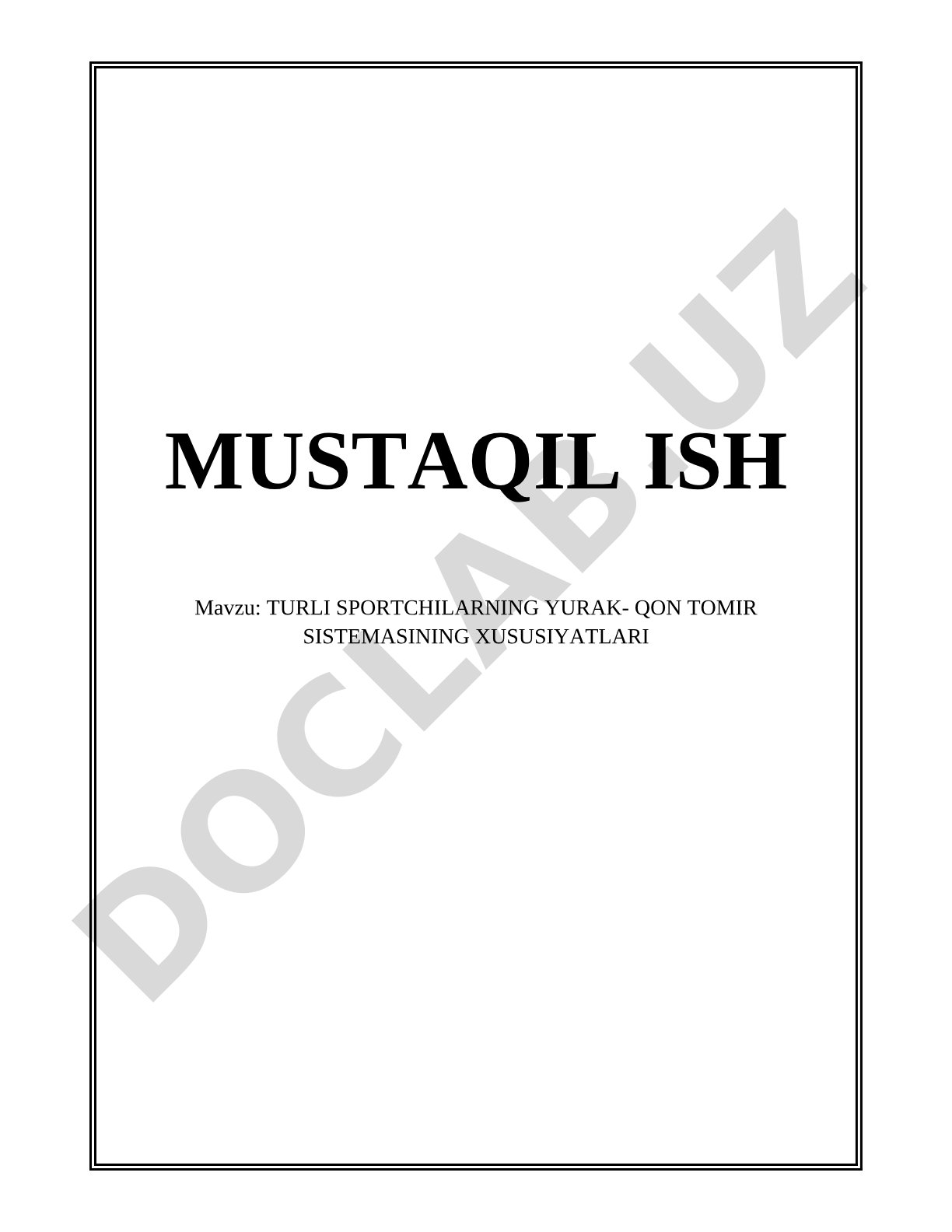 Turli sportchilarning yurak-qon tomir sistemasining xususiyatlari