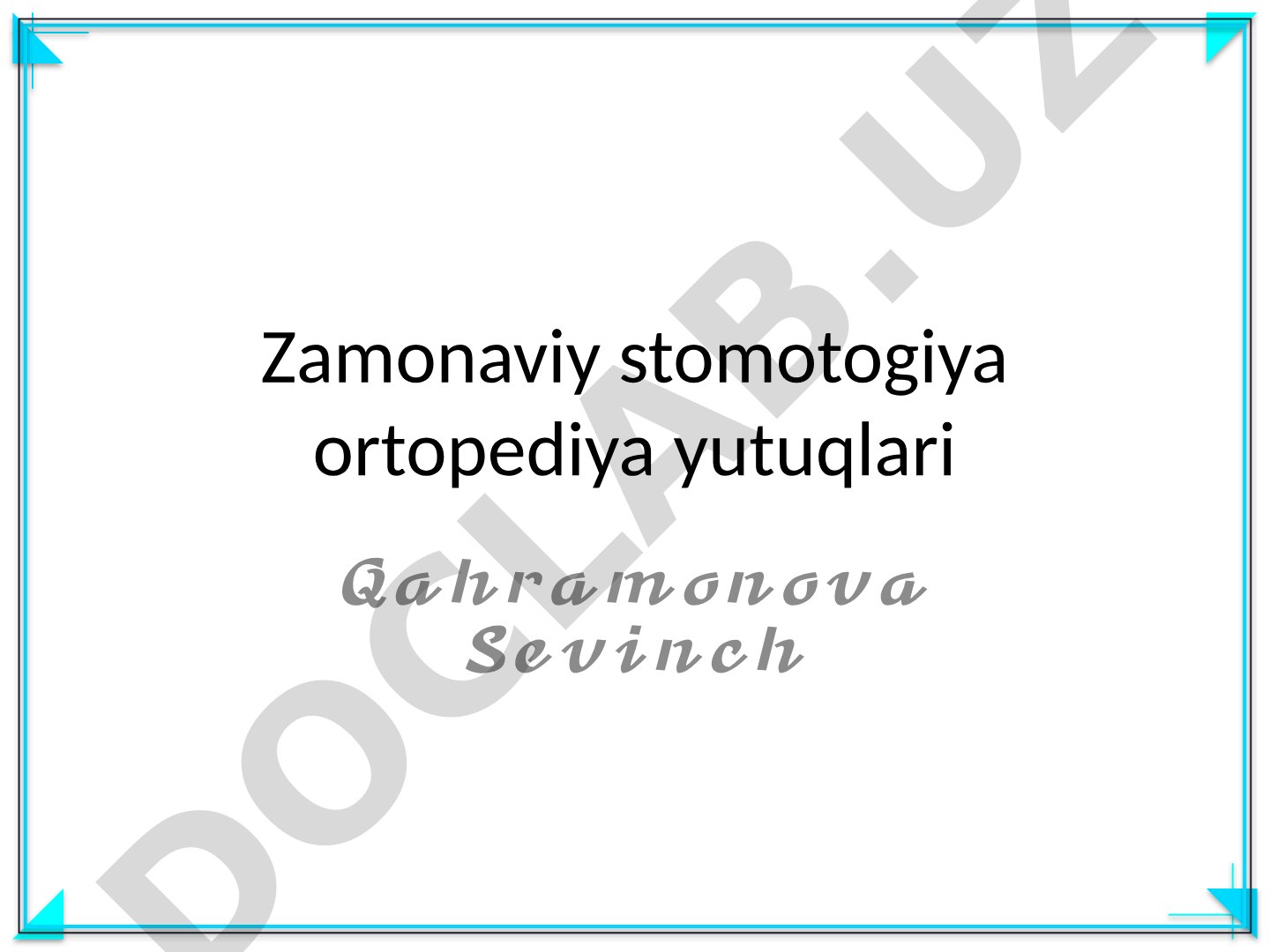 Zamonaviy stomatologik ortopediya yutuqlari