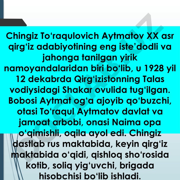Chingiz Aytmatov hayoti va ijodi