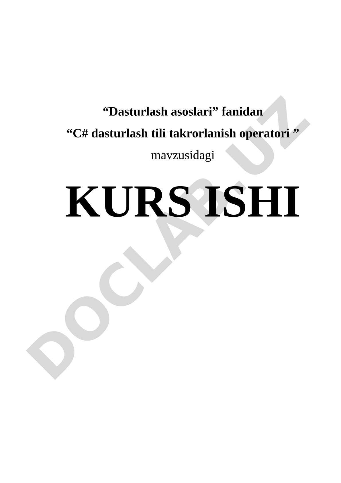 C# dasturlash tili takrorlanish operatori