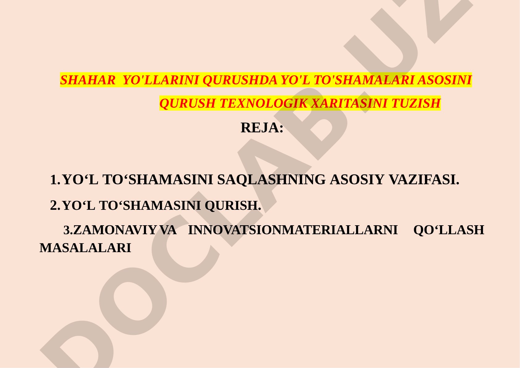 Shahar yo'llarini qurishda yo'l to'shamalari asosini qurish texnologik xaritasi
