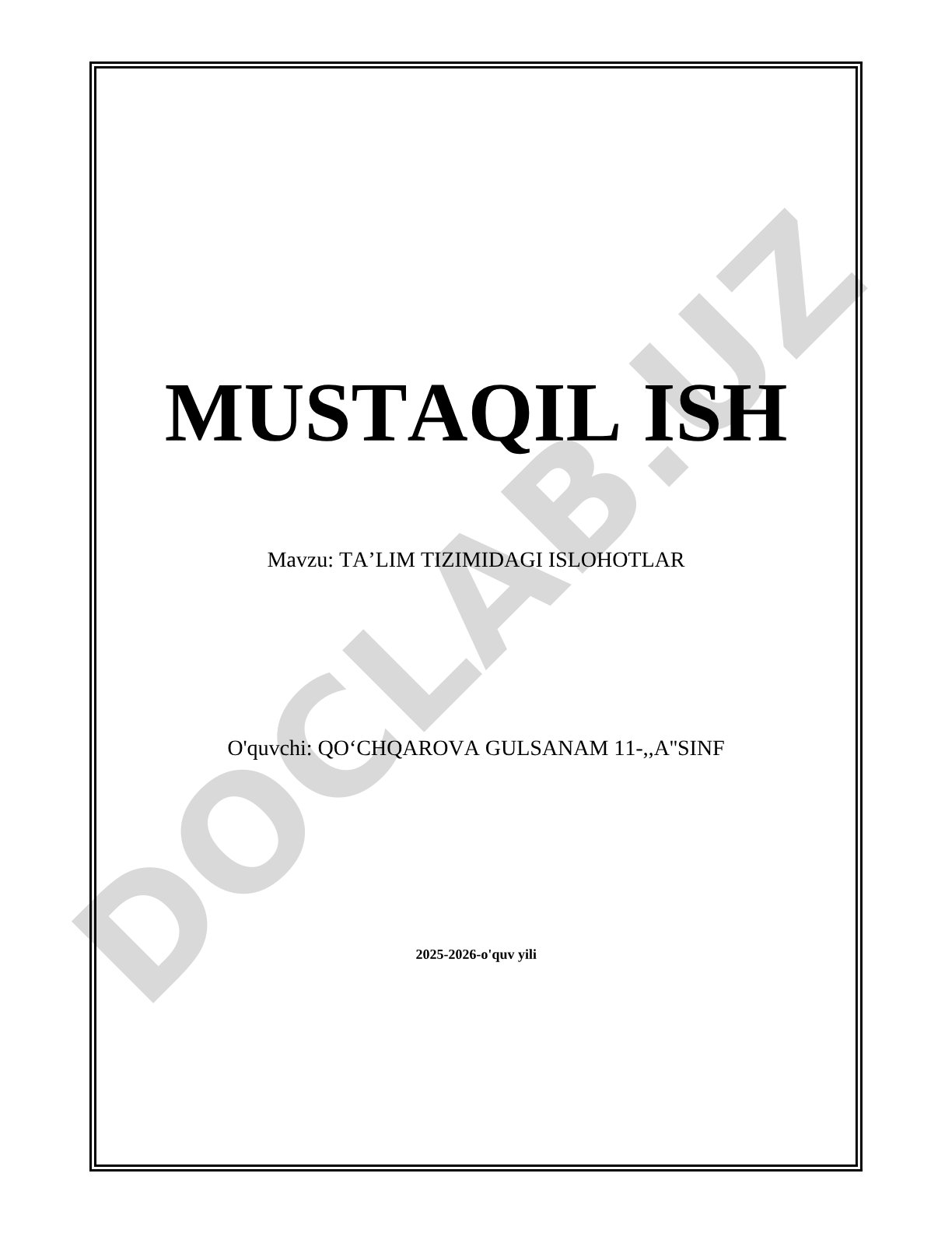 TAʼLIM TIZIMIDAGI ISLOHOTLAR