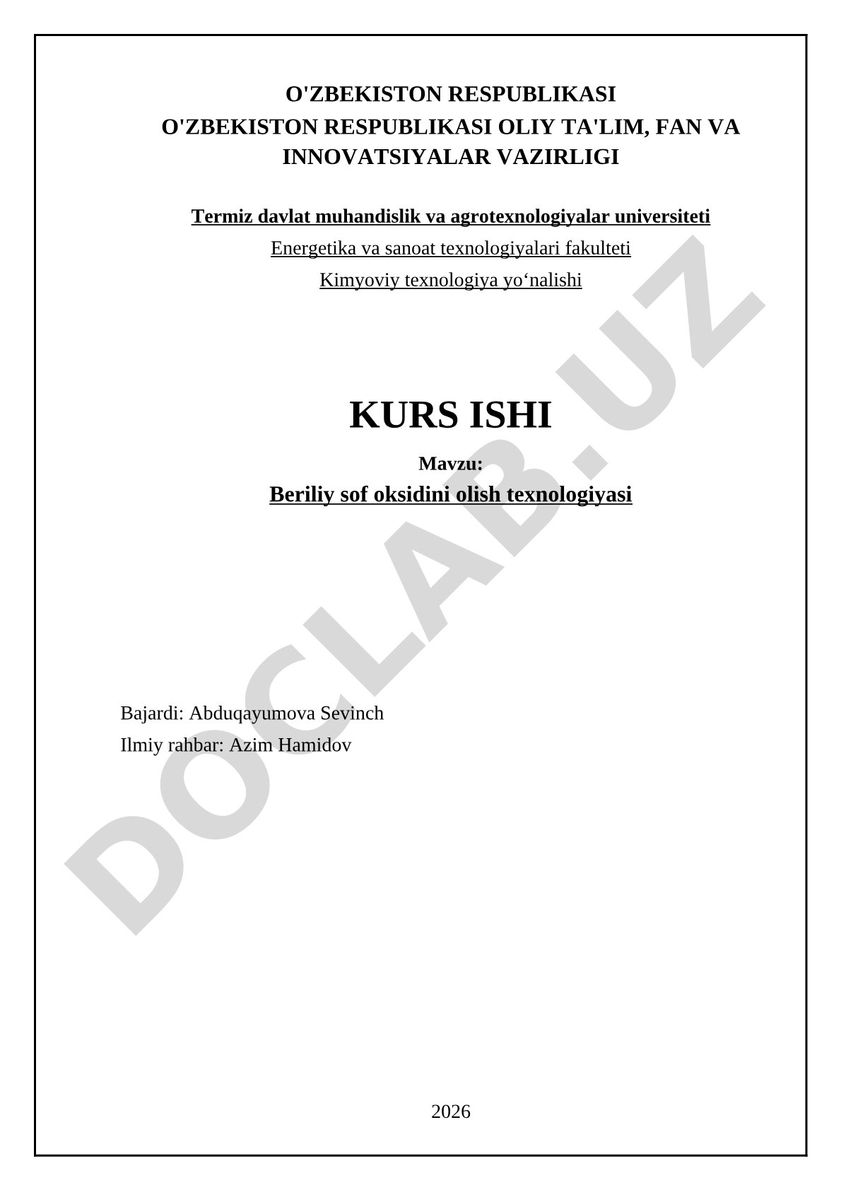Beriliy sof oksidini olish texnologiyasi