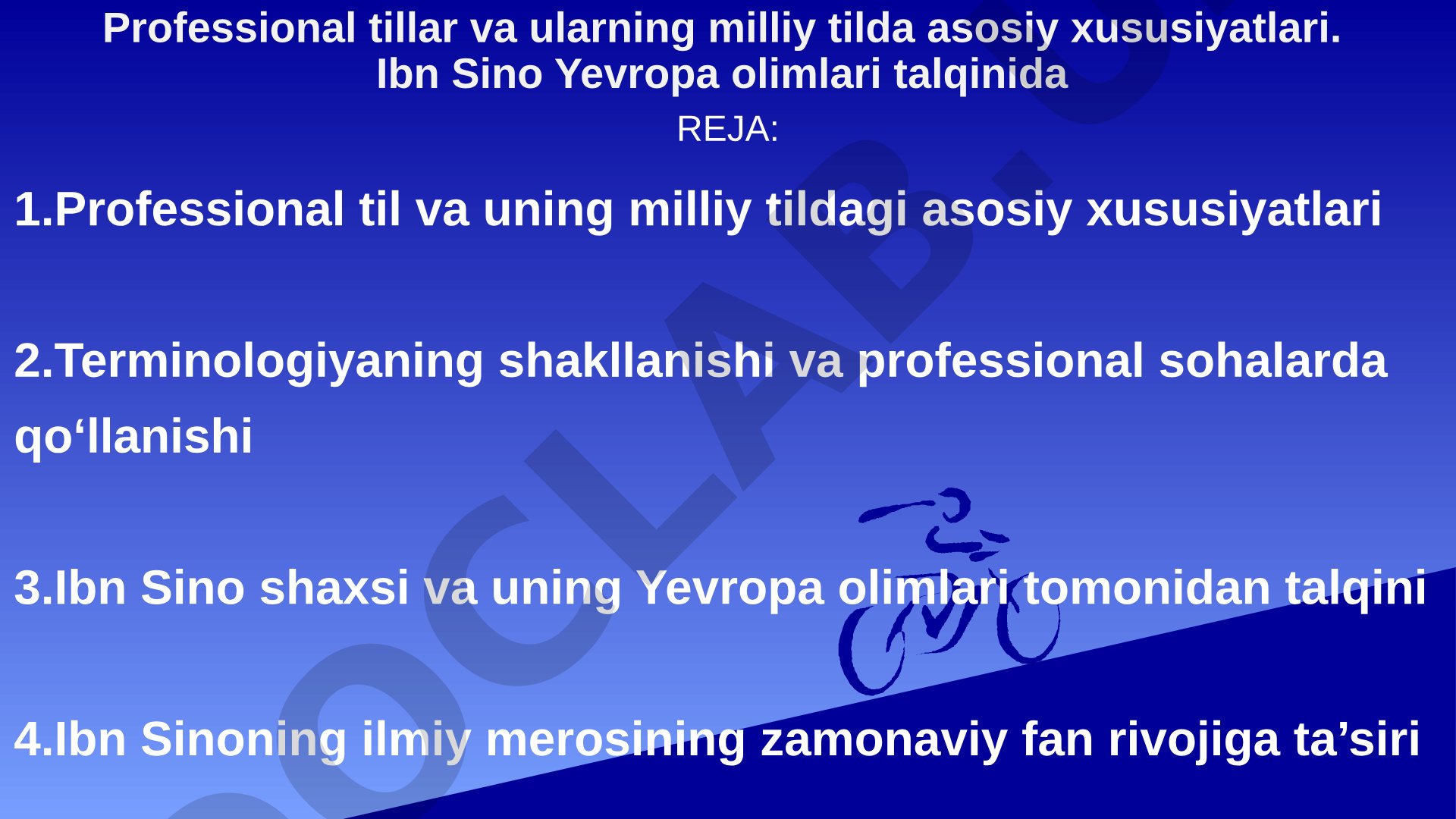 Professional tillar va ularning milliy tilda asosiy xususiyatlari. Ibn Sino Yevropa olimlari talqinida