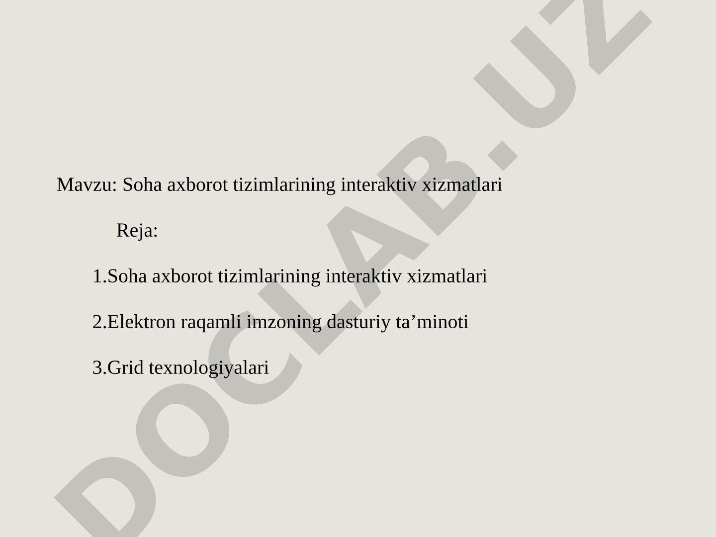 Soha axborot tizimlarining interaktiv xizmatlari